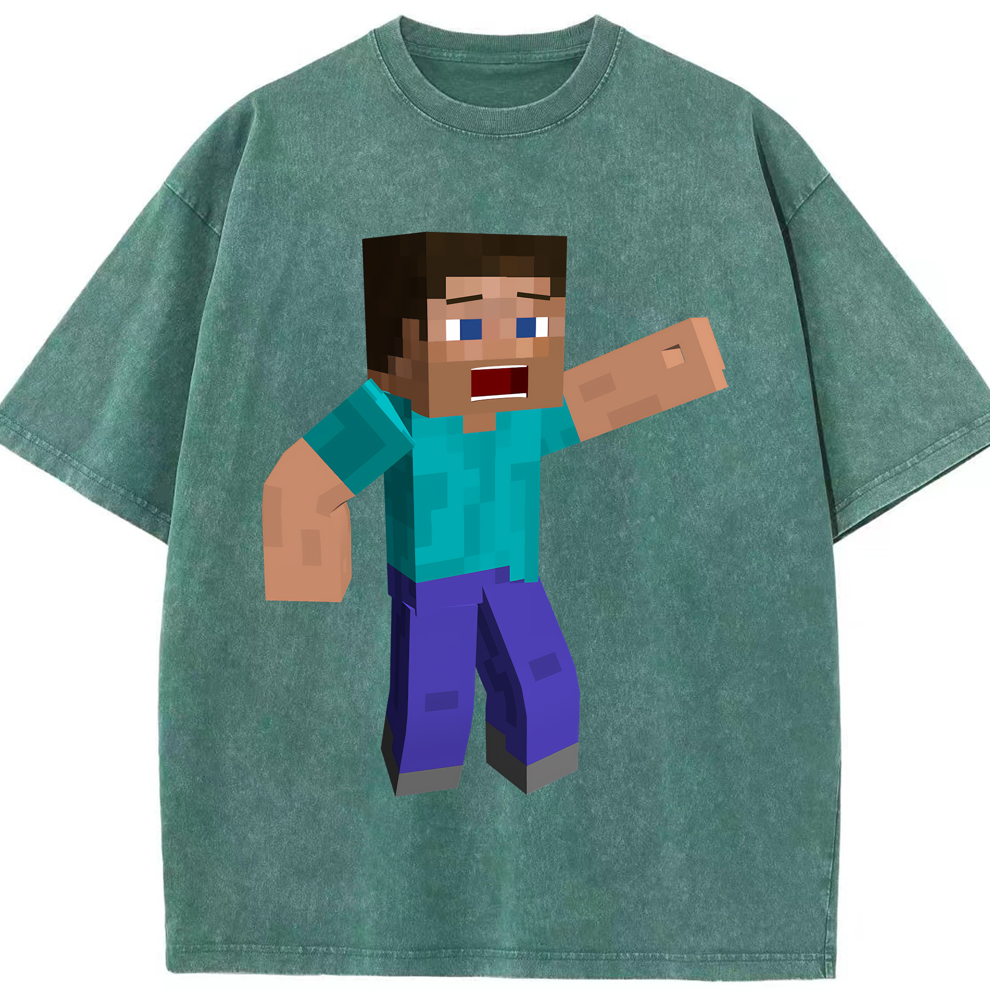 （画像用） マインクラフト ブロックの世界 Minecraft MC Block world 綿100% ヴィンテージ風 半袖Tシャツ（フロントプリント）